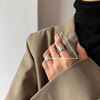 Tide, retro ring, silver 925 sample, on index finger, simple and elegant design, internet celebrity