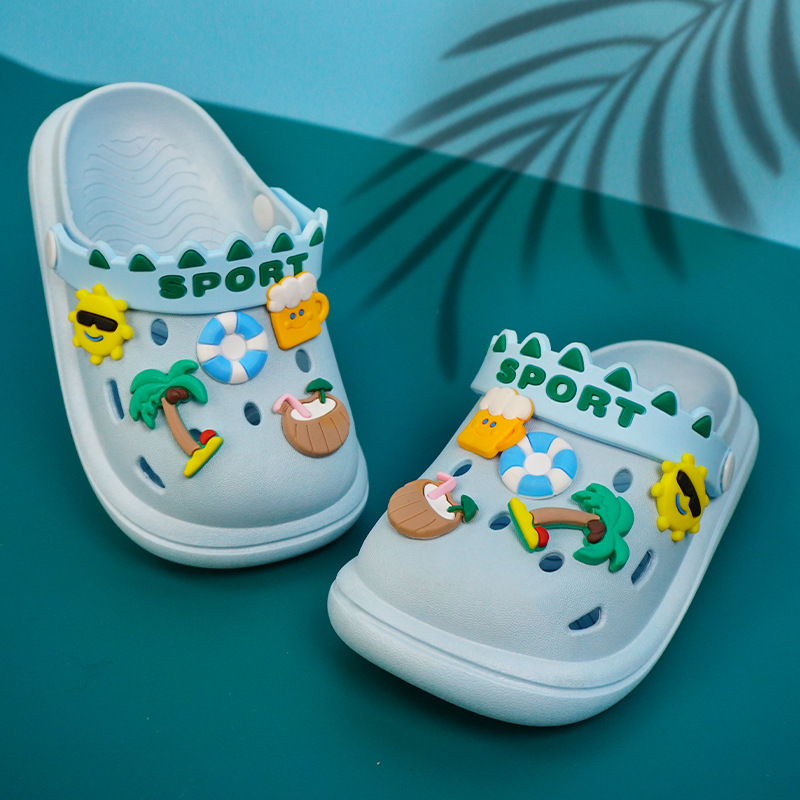 Children's Cartoon Hole Shoes Home Outer Wear Non-slip Boys and Girls Kids Cute Indoor Baby Toe Soft Sole Sandals