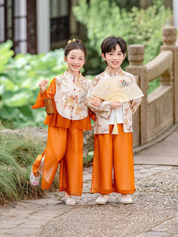 2025新中式改良汉服套装古风男女同款唐装表演节日超仙香山红叶|undefined