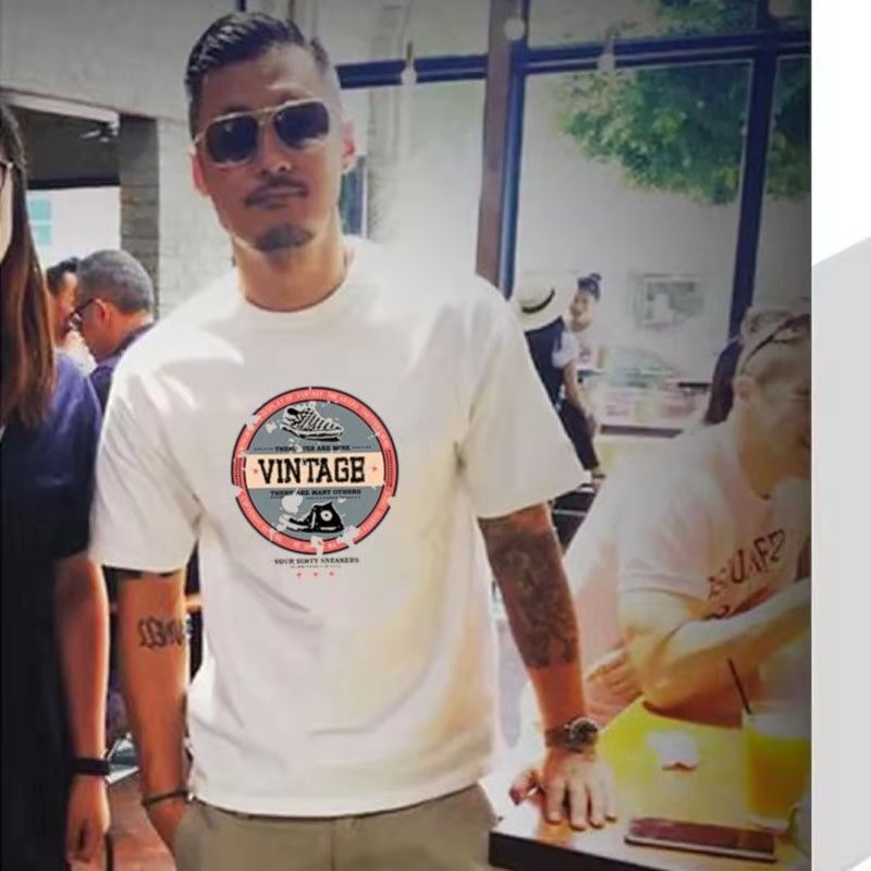 Summer Short-Sleeved Men's T-Shirt Pure Cotton Loose Casual Half-Sleeved Hong Kong Style Trendyy Student Large Size T-Shirt Bottoming Shirt Ins