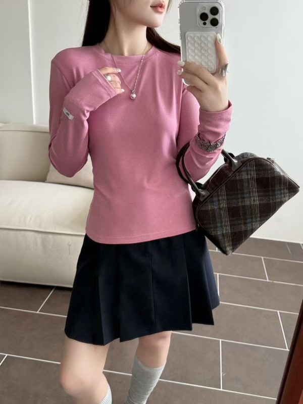 韩国潮牌egg鸡蛋家2025秋款羊毛针织打底衫T恤女软糯亲肤百搭上衣|undefined