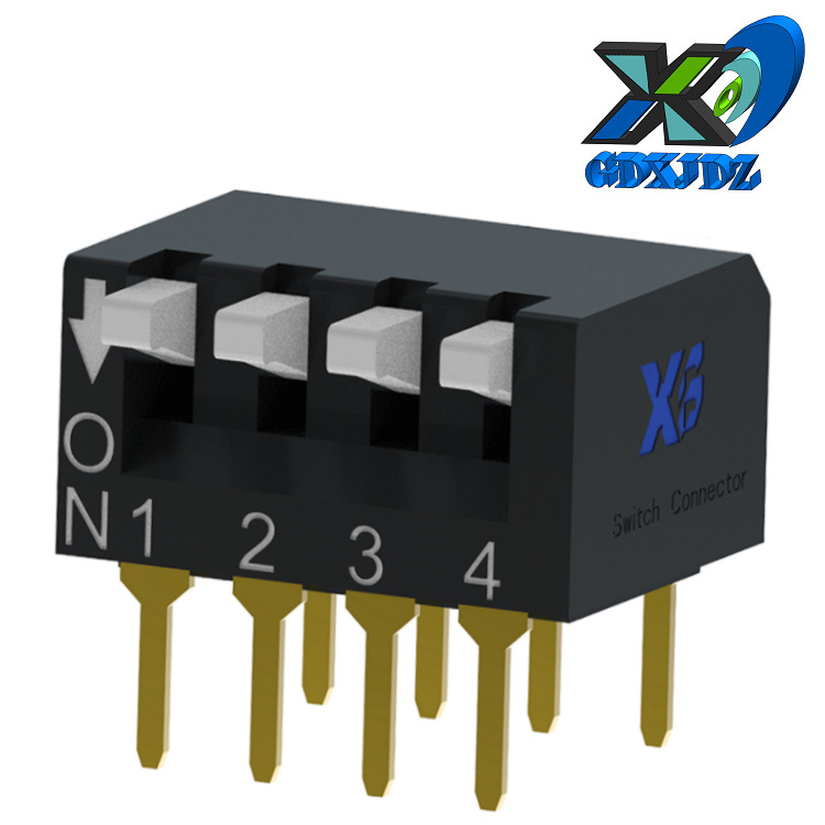 琴键4位拨码开关批发 供应4档拨动开关琴键 侧柄4位拨码开关2.54