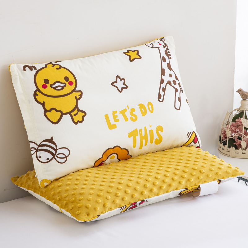 Almohada para niños de jardín de infantes AB cara Almohada de terciopelo de guisantes de algodón Almohada de almohada desmontable para niños de uno a diez años