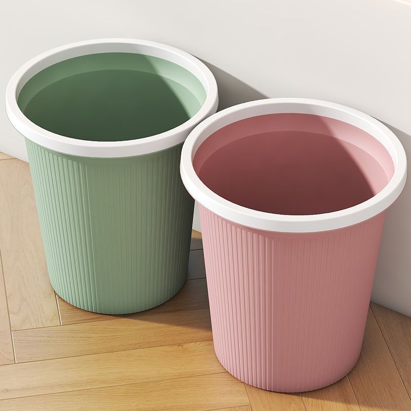 Plastic Trash Can for Home Use, Large Capacity, Suitable for Toilet, Living Room, Bathroom, Kitchen, Bedroom, Dormitory, with a Press Ring and Anti-Odor Feature