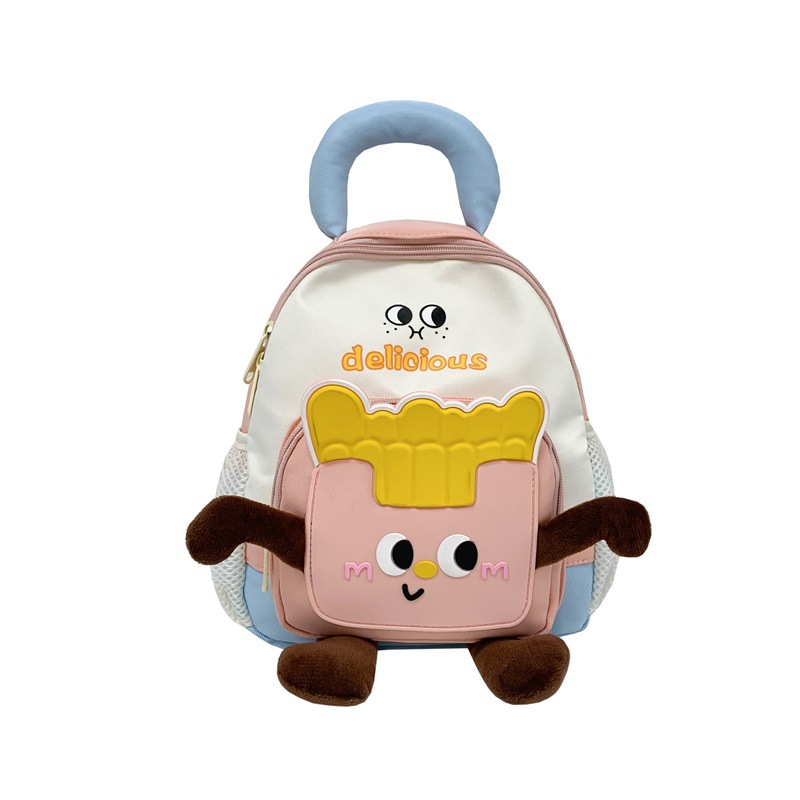 Mochila de papas fritas lindas, jardín de infantes, mochila de bebés, 2026 mochila de niños coreanos.