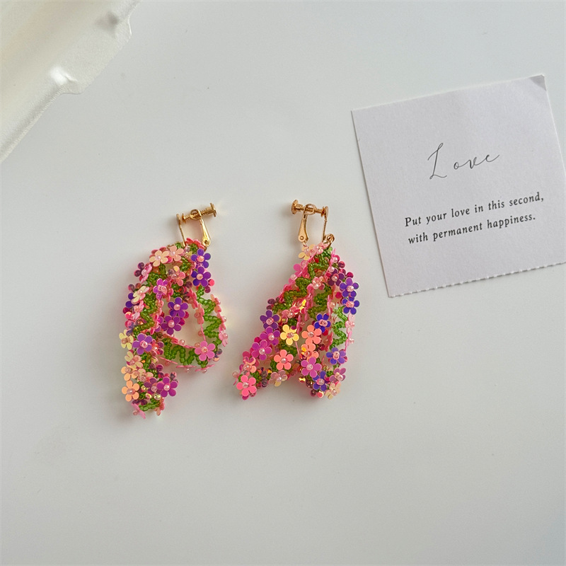 25g Weight Silver Ear Needle Material Drop Earrings Classification 1 Pair Quantity Holiday, Daily Occasion PVC Material Colorful Pattern All Seasons Season Women's Gender Sequins Design Elegant, Ethnic Style Style 1 Pair Elegant Ethnic Style Colorful Sequins PVC Drop Earrings 11
