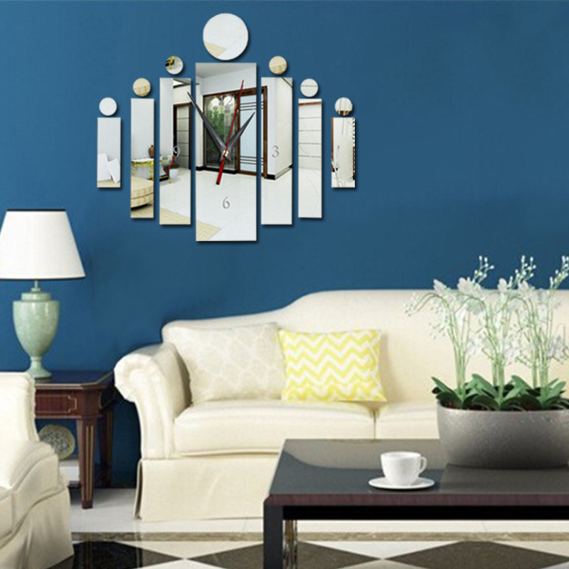 Crystal three-dimensional acrylic home living room background wall sticker clock creative decoration painting_voghion.com
