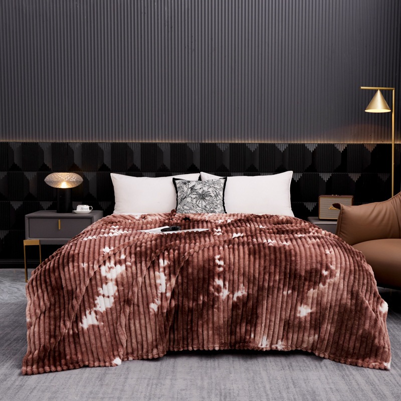 Nueva imitación de pelo de conejo, gran tira de dibujo, arte teñido anudado, manta casual, manta de lana de leche, manta, exportación transfronteriza, comercio exterior