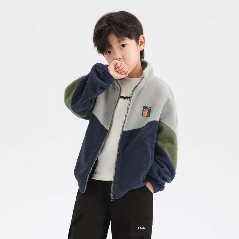 아동복 소년 2023 년 새 코트 가을과 겨울 얇은 어린이 탑 야외 한국 스타일 바느질 양털 코트