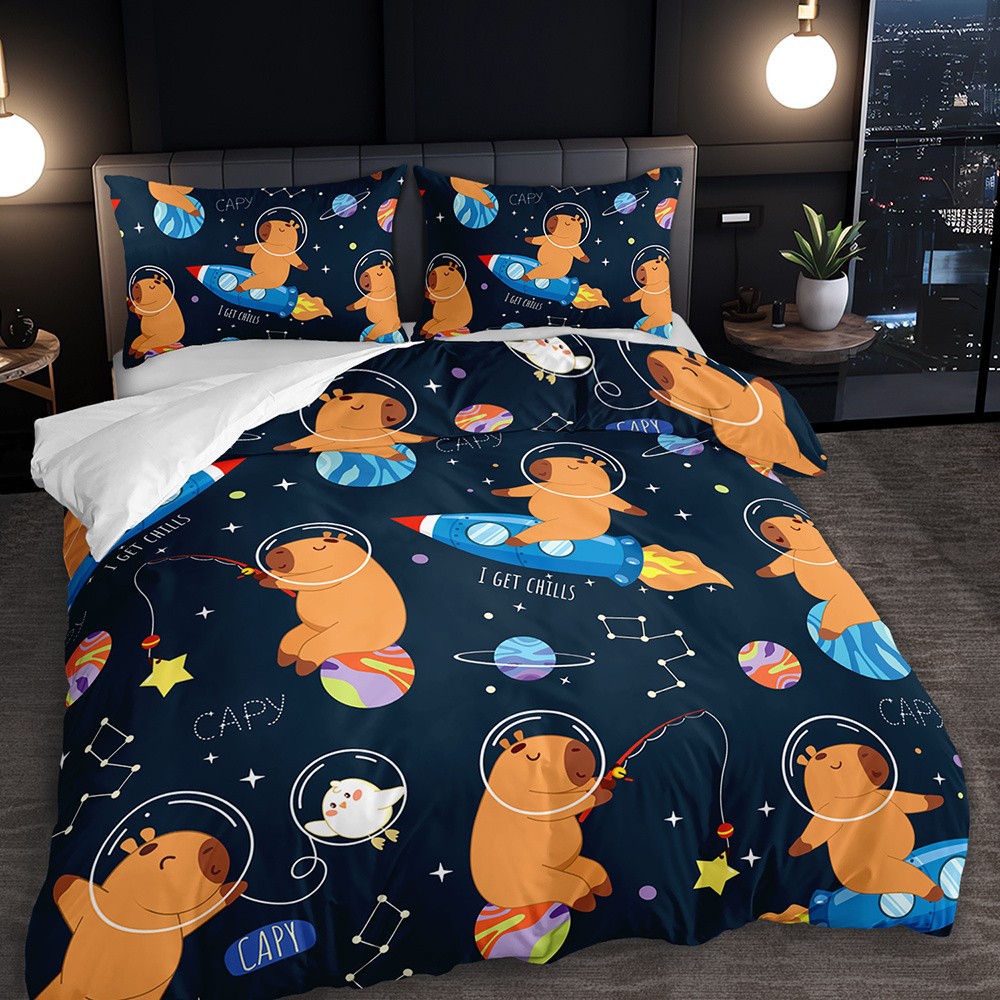 Fábrica de origen textil doméstico astronauta digital impresión set edredón suave piel respaldar TEMU / JIT