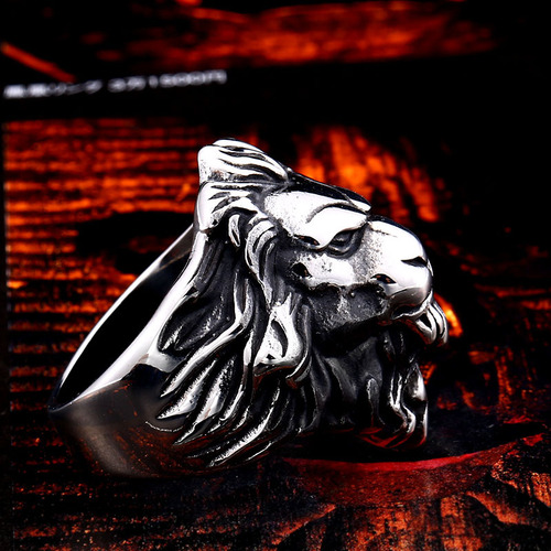 beier foreign trade stainless steel domineering lion men's ring wholesale cross-border trendy men's fashion animal titanium steel ring