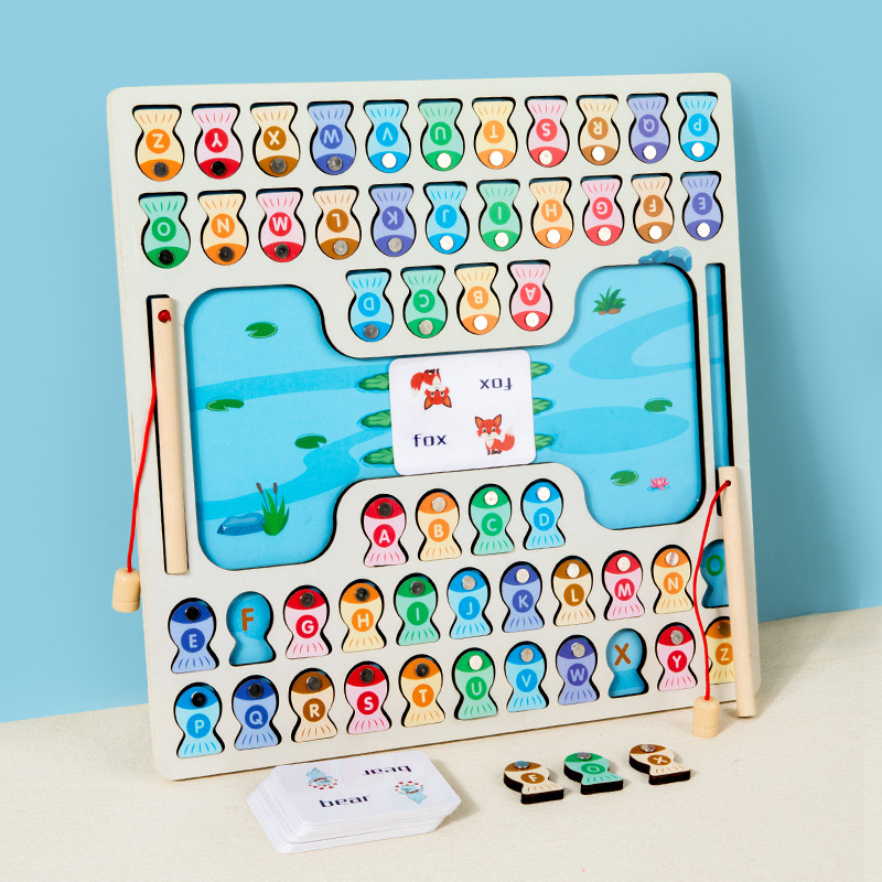 Children's Early Education Magnetic Alphabet Fishing Game Baby's Cognitive Mindset Training Thinking Beneficially Wooden Toys