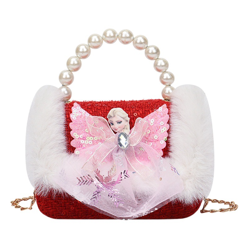 Bolso DE LOS NIÑOS estilo Chanel cadena bolsa de mensajero lindo bebé niña moda chica bolso de hombro moda perla