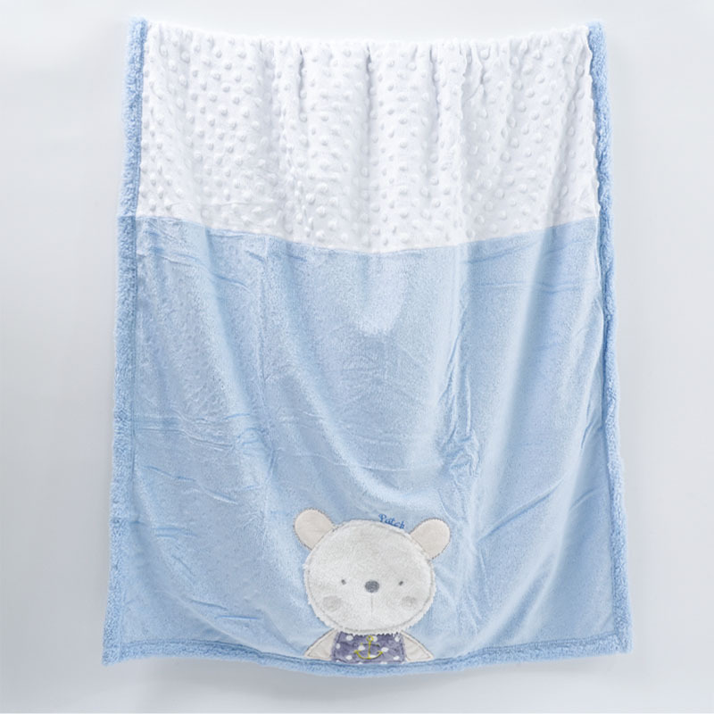 Manta de bebé de dibujos animados transfronteriza, manta de oso de peluche para otoño e invierno, manta cálida de gran tamaño con bordado de patchwork.
