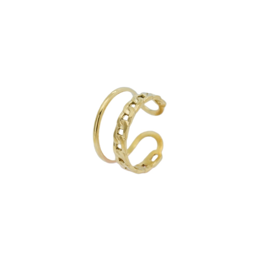 Anelli impilabili da uomo Cross-border Miimalist Stainless Steel Chai Wome, Double-layer Stackable, Iche High-ed Design Gold Ope Rig For_voghion.com