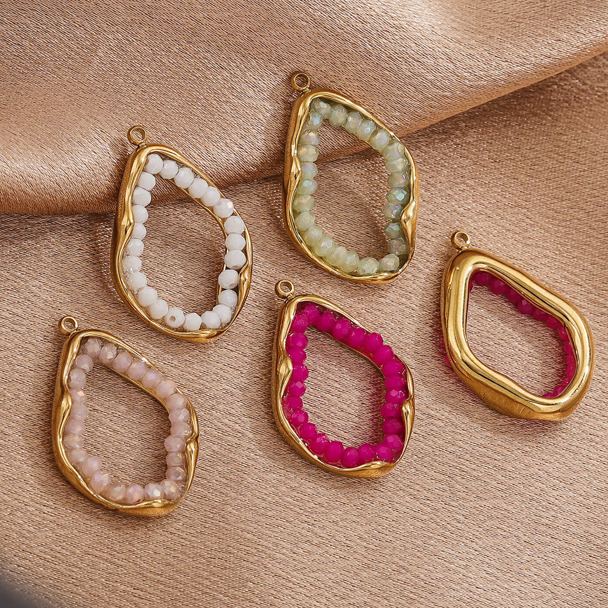 Pendientes de metal geométrico curvado en espiral colgantes de cristal irregular de acero inoxidable cadena de suéter accesorios de collar