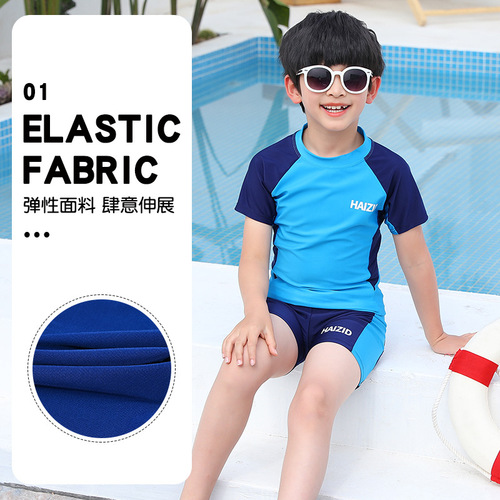 Factory direct sales children's swimsuit small, medium and large children split swimsuit girls summer fashion color matching sports swimming two-piece set
