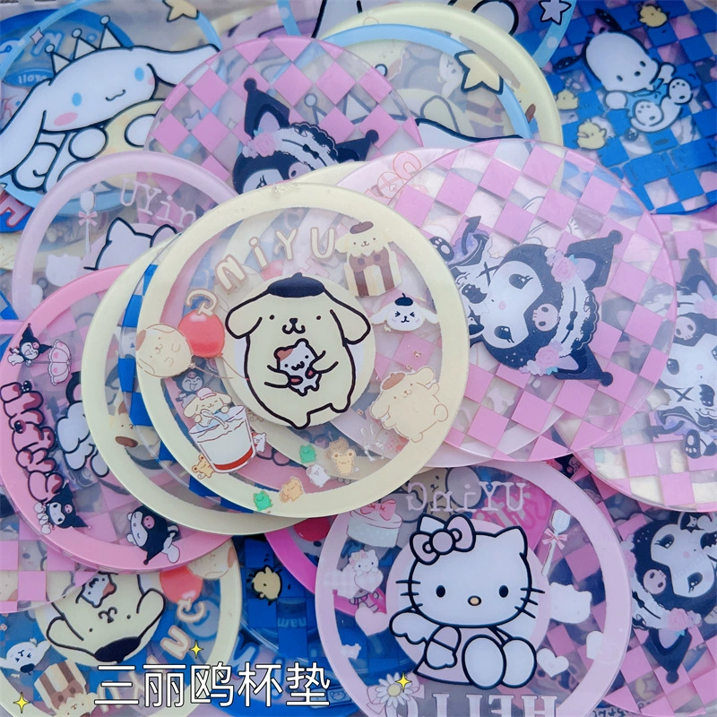 INS стиль креативный акриловый мультяшный подстаканник Sanrio диаметр 8 см теплоизоляционный коврик декоративный реквизит для размещения аксессуары