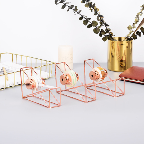 INS style light luxury iron rose gold tape cutter manual multi-functional tape machine student account tape holder