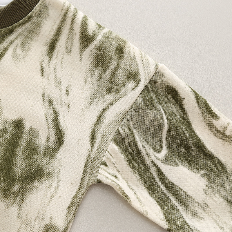 Conjunto de dos piezas con leggings casuales y suéter para niños pequeños y medianos con nuevo diseño teñido anudado que da sensación de primavera_voghion.com