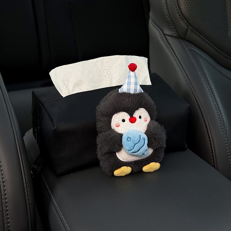 2026 New Car Tissue Box, Car Armrest Tissue Bag, Seat-mounted Car Tissue Bag, Cute Penguin Design for Women