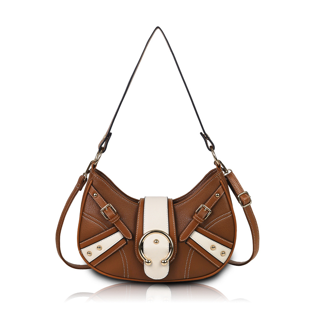 680g Weight Polyester Lining Material Women's Small Pu Leather Color Block Streetwear Sewing Thread Dumpling Shape Flip Cover Cloud Shape Bag