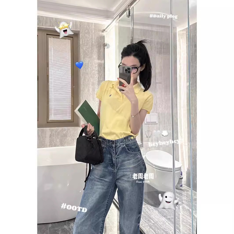 Spot Rl Ralph Lauren Pony War Horse Embroidered Short-Sleeved Small Label Versatile Casual Knitwear Basic T-Shirt Women's Trendy