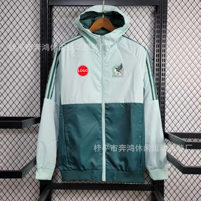 2526 chaqueta de fútbol con capuz nueva chaqueta de calentamiento a prueba de viento Barcelona Arsenal Real Madrid Manchester United chaqueta deportiva