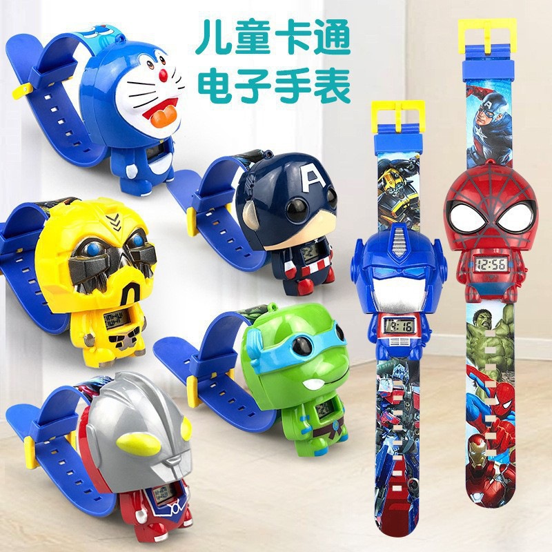 Avengers League of Legends Cartoon Anime Pony Kt Watch Telescopic Transformation Big Head Children's Watch Toy