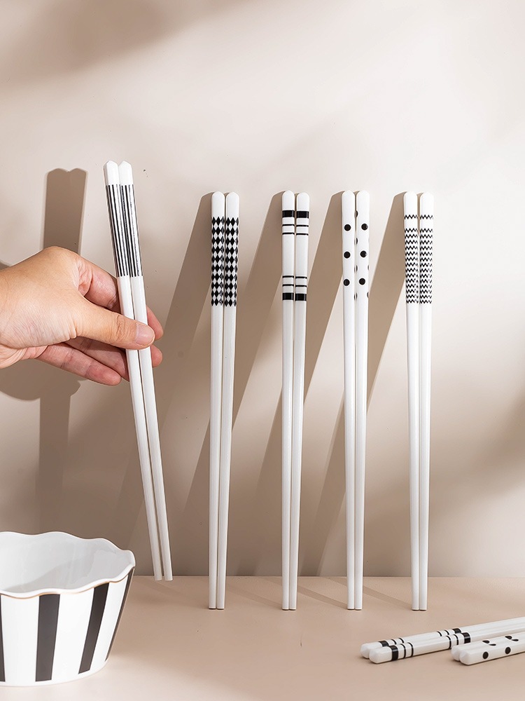 BG54批發赫本風陶瓷筷子不發霉高顏值筷子家用一人一筷易清洗耐高
