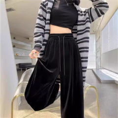 金丝绒阔腿裤女春秋新款爆款慵懒垂坠感高腰显瘦百搭拖地休闲裤子