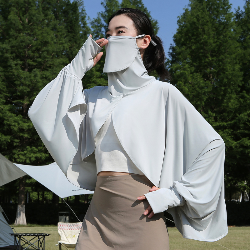 Sun Protection Shawl Women's Thin Anti-Uv Blouse Summer Outdoor Cycling and Driving Breathable Sun Protection Clothing Mask All in One