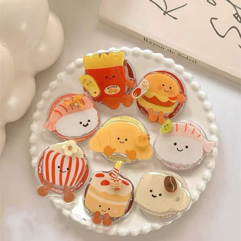 Three-Dimensional Rotating Cartoon Food Suitable for Magnetic Suction Holder Mobile Phone Adsorption Retractable New Air Bag Holder Desktop Support