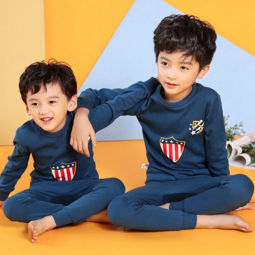 Children's autumn clothes and long pants pure cotton boys and girls underwear set autumn and winter baby cotton round neck bottoming cotton sweater