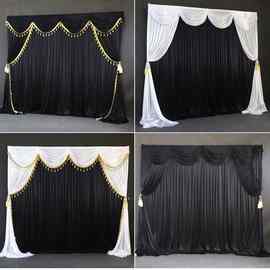 白事灵堂布置纱幔殡仪馆丧事葬礼幕布灵棚孝堂背景装饰黑白布幔