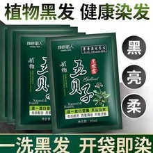 五贝子染发剂袋装纯黑色植物家用不沾遮白一洗就黑袋泡泡染染发膏