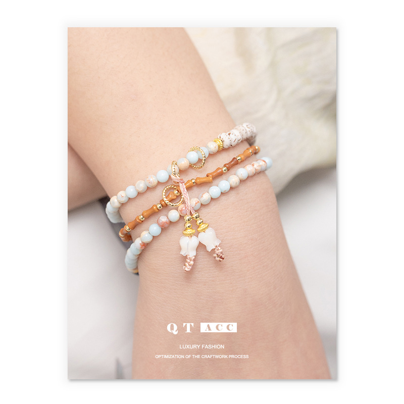 Star Moon Bodhi pulsera conchas de flores nuevo estilo chino superpuesto Shoushan piedra oliva pulsera primavera y verano 25 nuevos productos