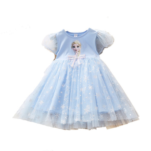 Little Girls' Summer Dress Korean Version Stylish Frozen Elsa Princess Dress Formal Dress Factory Wholesale Princess Dress