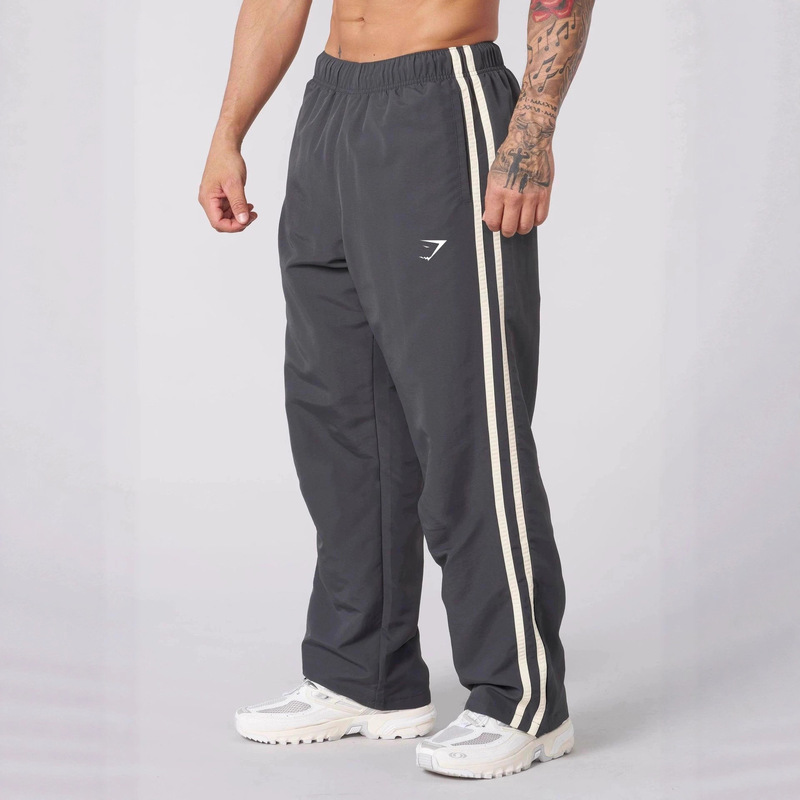 Cross-Border New Men's Fitness Sports Casual Long Pants Straight Pants Striped Training Cycling Shark Pants Gymshark