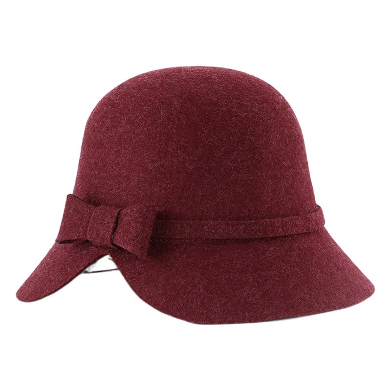 Sombrero de otoño e invierno pura lana estilo Coreano Japonés personalidad la moda brecha arco pequeño sombrero cúpula en stock al por mayor