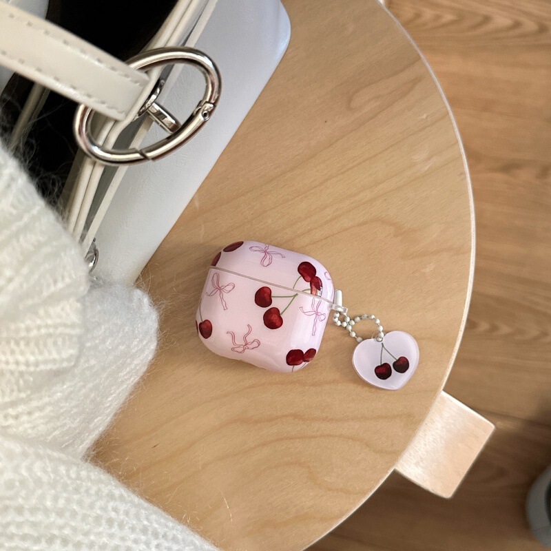 红色樱桃粉蝴蝶结适用苹果AirPods4保护套2022Pro2耳机壳无线2代3|undefined