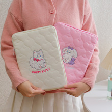 现货韩版绗缝卡通猫咪平板电脑包11寸ipad收纳包学生平板内胆包女