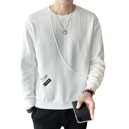 Spring and Autumn New American Loose Casual Heavyweight Sweatshirt Men's Trendy Brand Matchable Long-Sleeved Round Neck Top