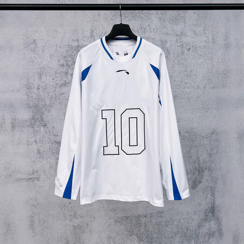 Collaborative Design Color-Blocked Double-Layer Mesh Loose-Fitting Versatile Jersey with Letter Print Logo, Size 10, Long Sleeves, Versatile Collaborative Design Color-Blocked Double-Layer Mesh Loose-Fitting Versatile Jersey with Letter Print Logo, Size 10, Long Sleeves, Versatile