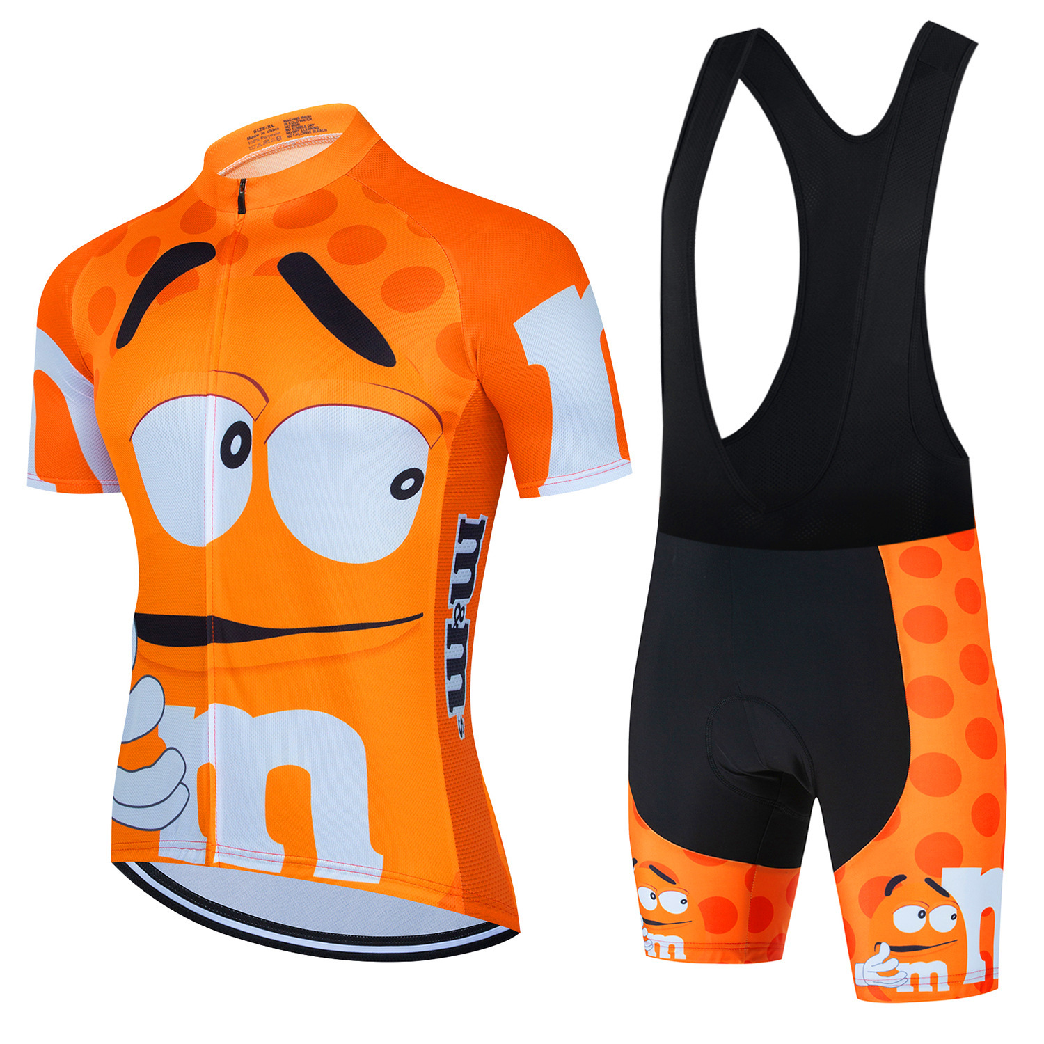 Cross-border summer short-sleeved suit strap cartoon fun bean M Bean men's team version strap cycling suit bicycle