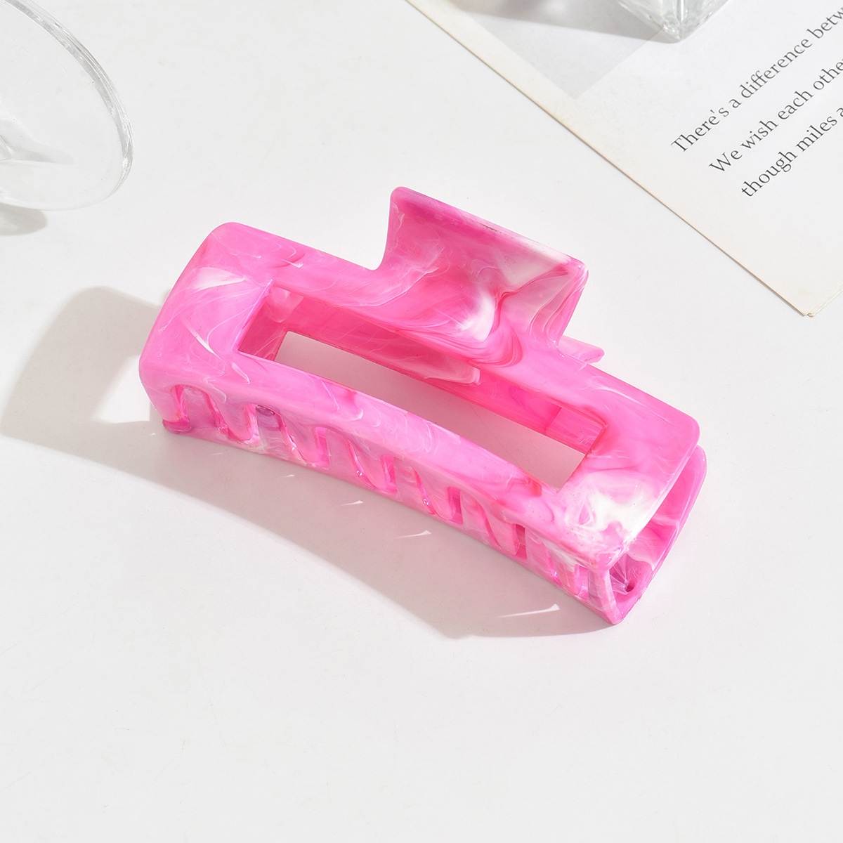 Cuadrado de tiburón de tamaño grande clips de mármol detrás de la cabeza clip de pelo temperamento colorido para el cabello de las mujeres agarrar 10.5cm de largo adornamiento para el cabello