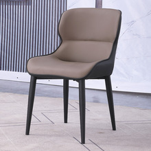 北歐家用靠背餐椅現代簡約網紅餐廳鐵藝椅子皮質意式極簡休閑餐椅
