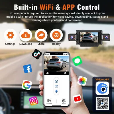Cam with Four Lenses, Wifi, Driving recorder