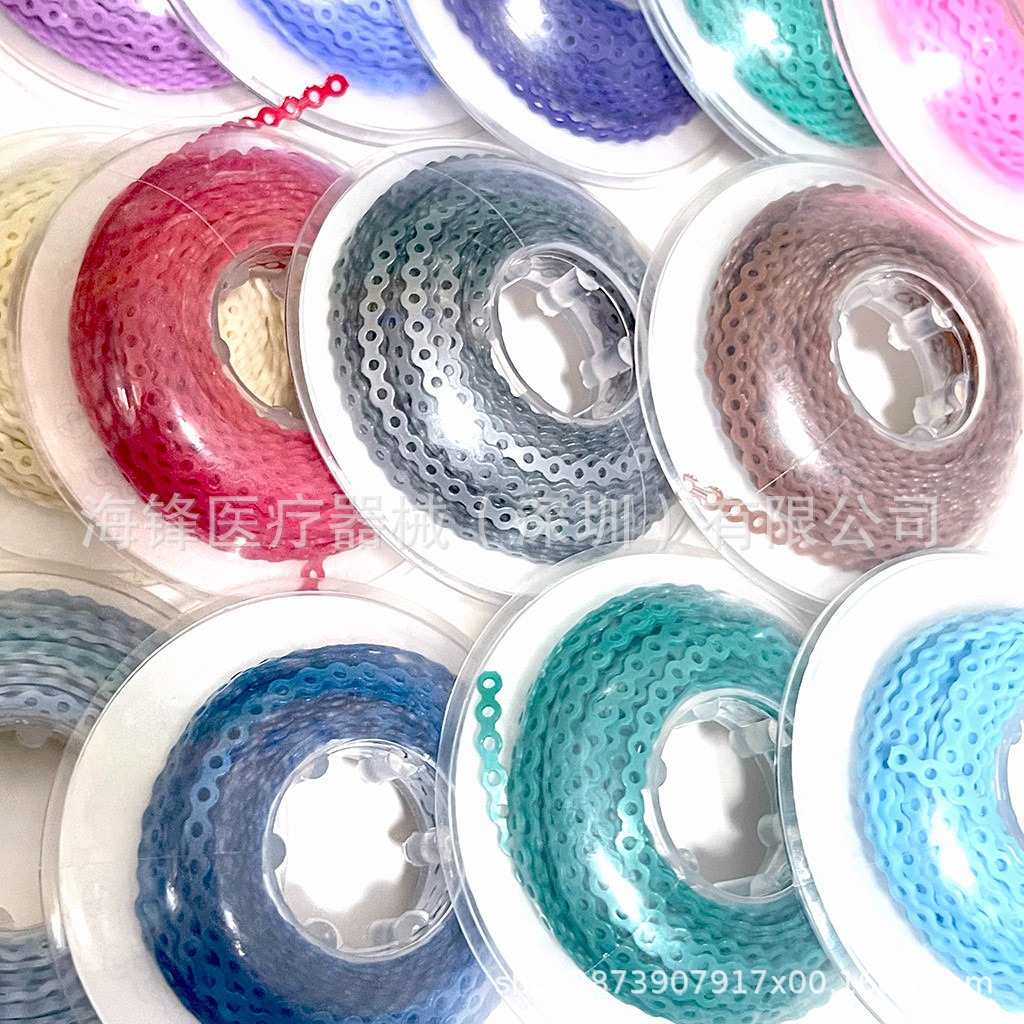 Ortodoncia dental transfronteriza Cadena de goma Anillo de goma Cadena de tracción Dental Anillo de cadena Material dental 15FT4.57 m