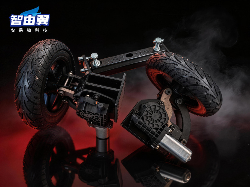 Electric Vehicle Auxiliary Wheels, Dual-Motor Balance Wheels, Anti-Slip and Anti-Fall Wheels for Adults and Beginners, Electric Adjustable and Foldable